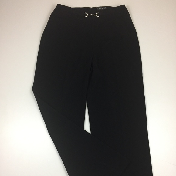 BEBE Rhinestone Waist Zip Back Dress Pants - Picture 6 of 8